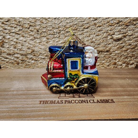 Vtg. Thomas Pacconi Blown Glass Christmas 2003 5 Piece Train Set Ornaments Boxed - Picture 3 of 13